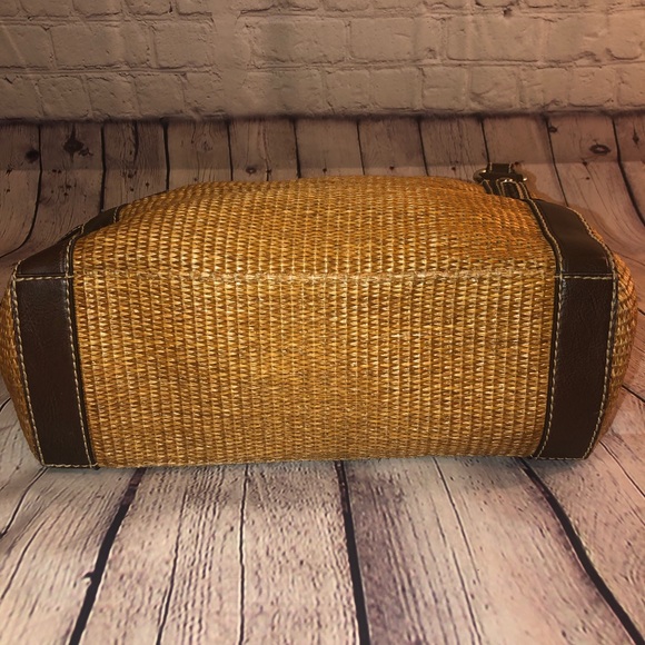 Fossil camel colored straw & brown leather purse - Picture 6 of 8